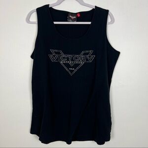 Victory Motorcycles Rhinestone Graphic Tank Top Black Size XXL